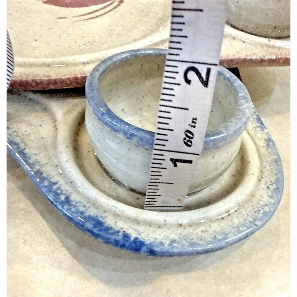 Pottery Shrimp Chip & Attached Dip Snack Platter Tray Plate Bowl Dish Nautical**